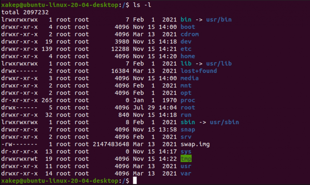 Содержимое каталога root в linux